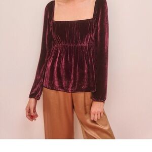 Reformation Black Velvet Blouse